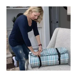 Disc-O-Bed Adult Duvalay Luxury Comfort Memory Foam Sleeping Pad and Duvet Topper, Ocean Plaid, Extra-Large