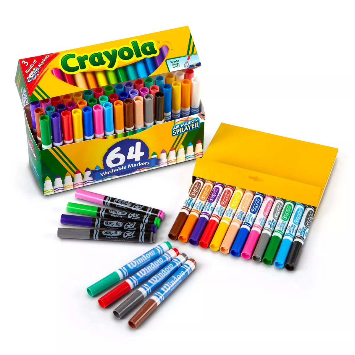 Crayola 64ct Broad Line Markers with Gel & Window Markers