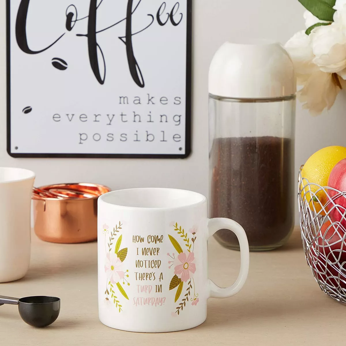 Okuna Outpost White Ceramic Coffee Mug Tea Cup 15 Oz, How Come I Never Noticed Theres a Turd in Saturday