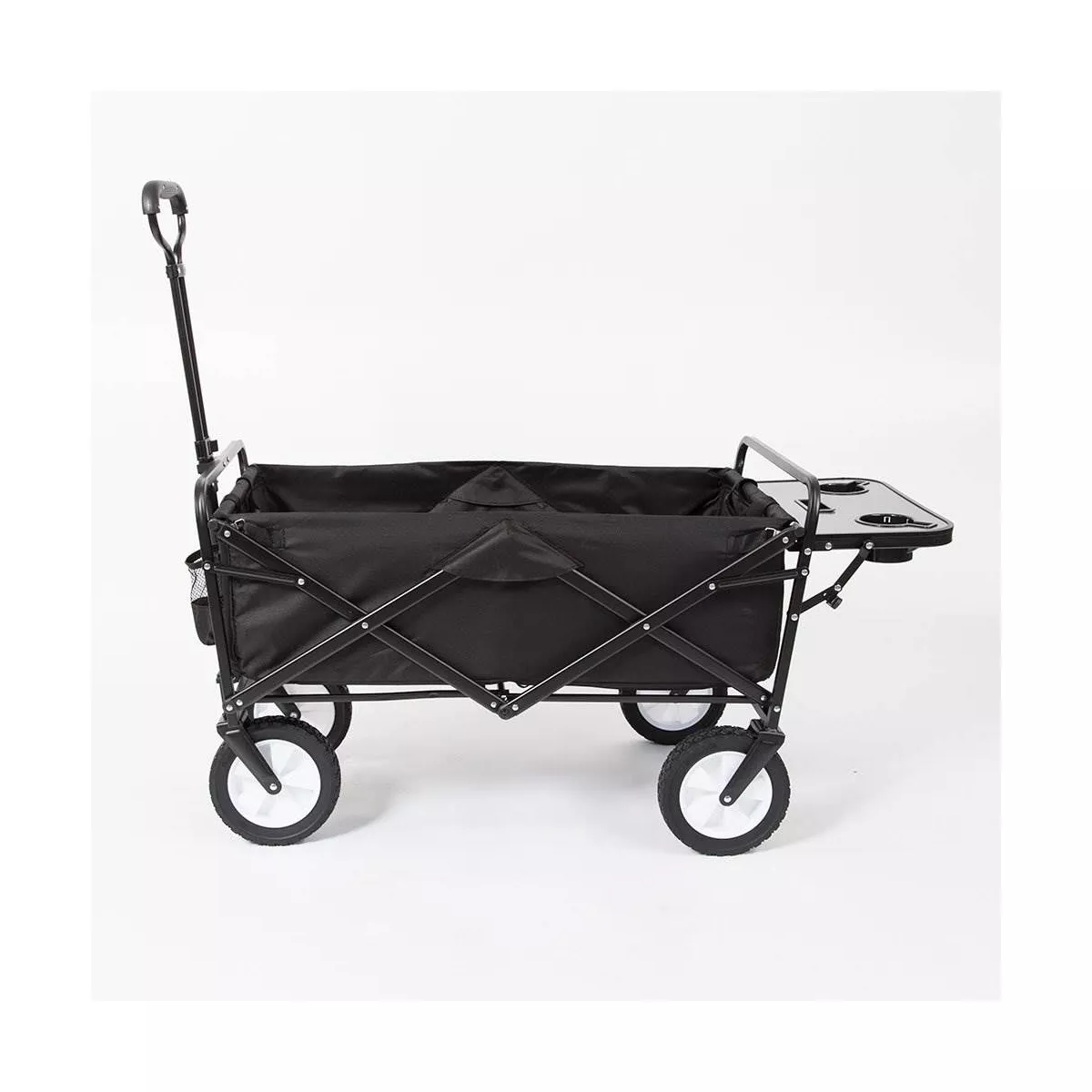 Mac Sports Collapsible Folding Outdoor Garden Utility Wagon Cart w/ Table, Black