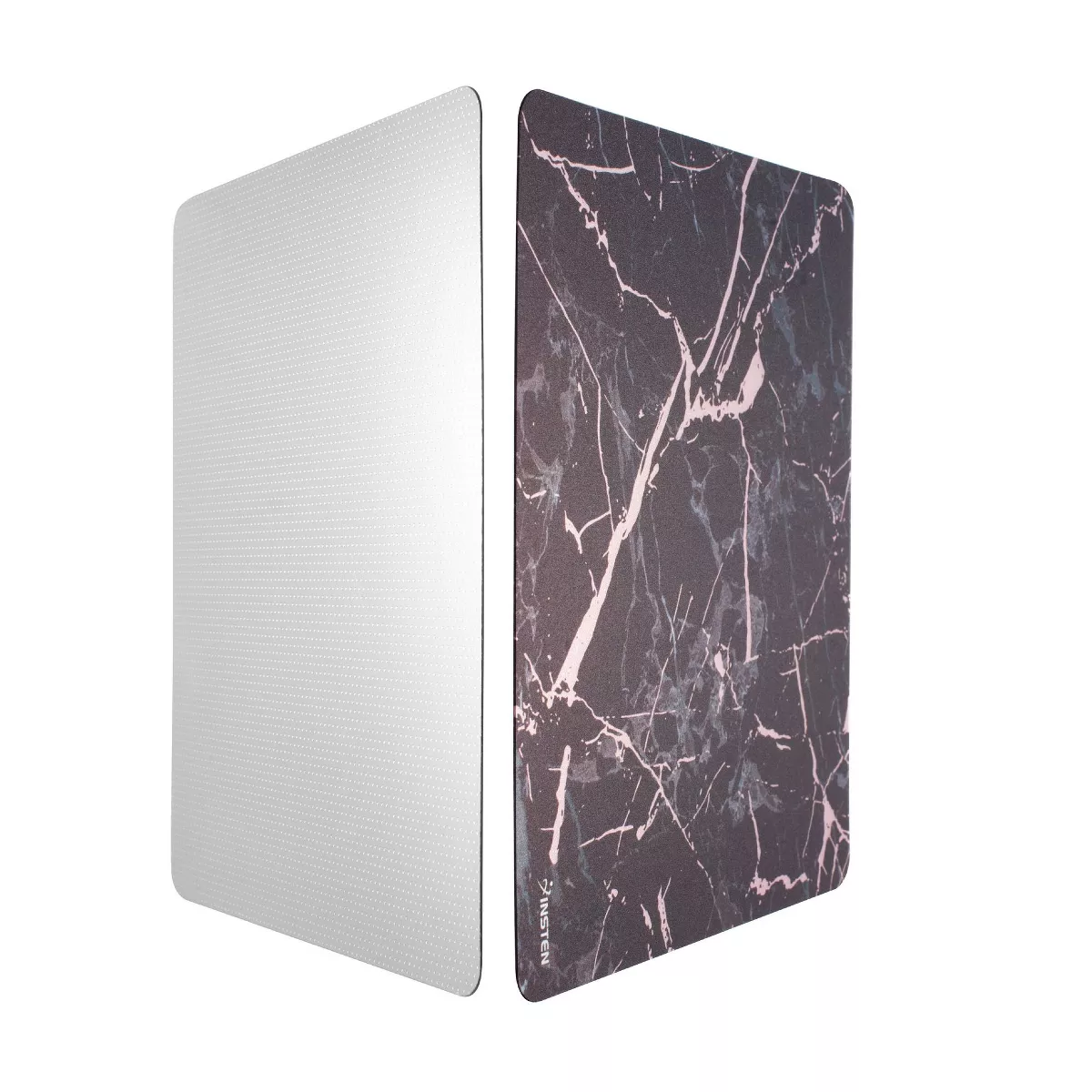 INSTEN Ultra Thin Reflective Anti-Slip Marble Mouse Pad, Black/ Rose Gold Marble