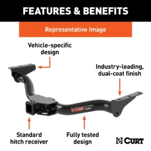 Curt 13264 Class 3 2 Inch Receiver 6000 Pound Capacity Trailer Tow Hitch for 2016 to 2020 Toyota Tacoma Pickup Trucks