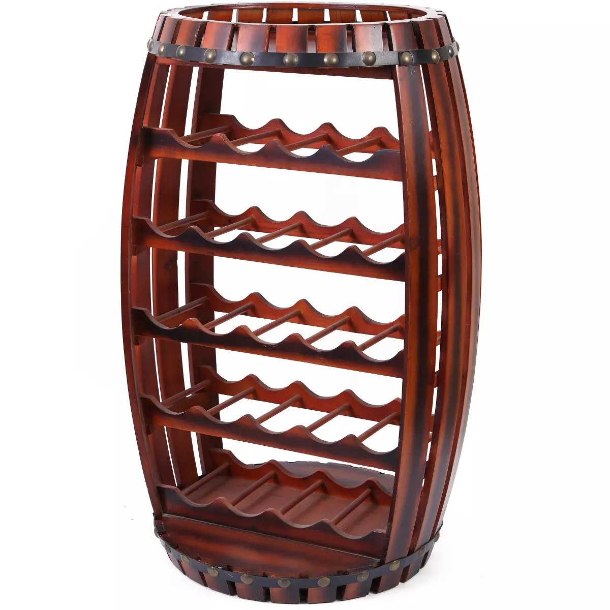 Vintiquewise Rustic Barrel Shaped Wooden Wine Rack for 23 Bottles