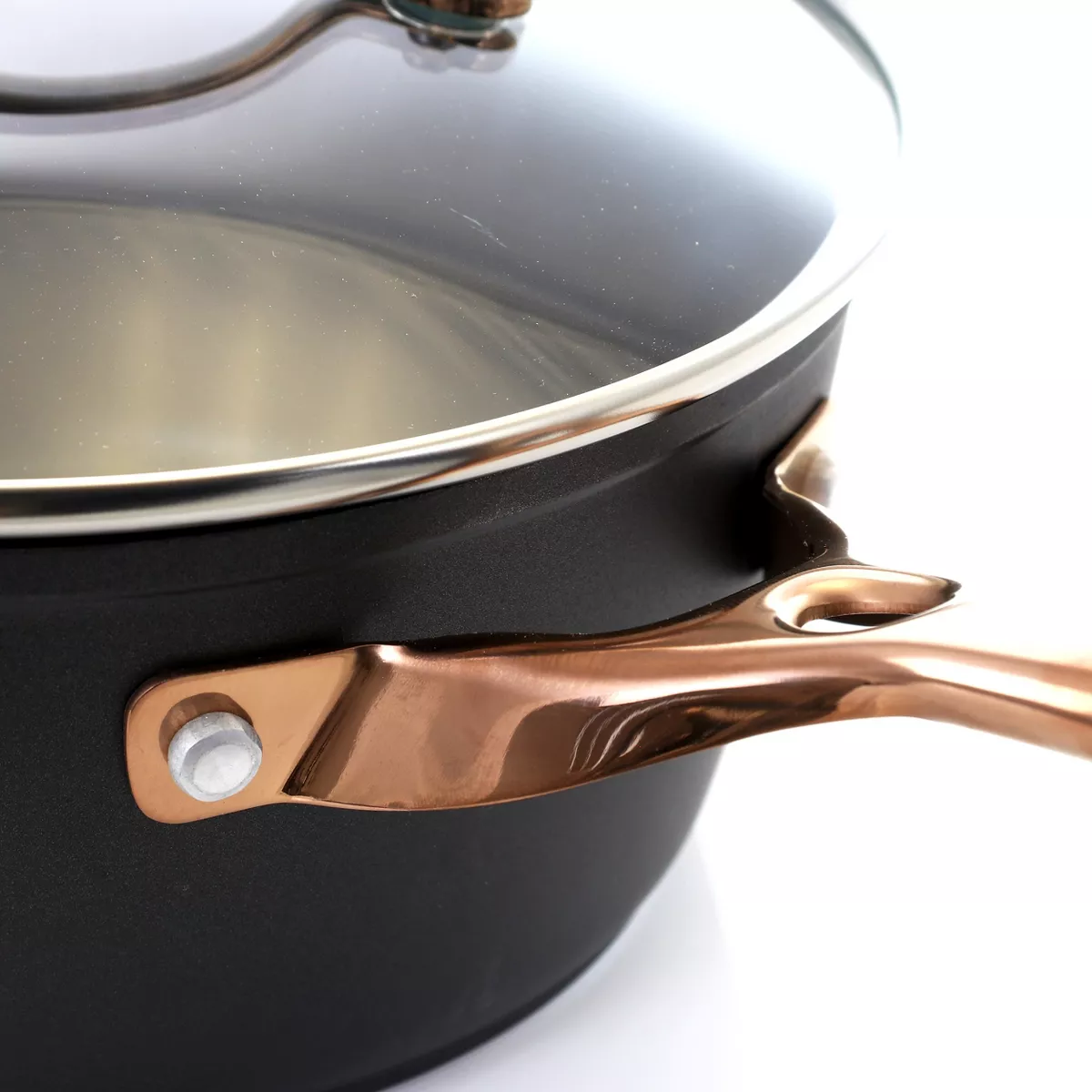 Oster Allsberg 2 Piece 1.7 Quart Aluminum Sauce Pan with Lid and Bronze Handles