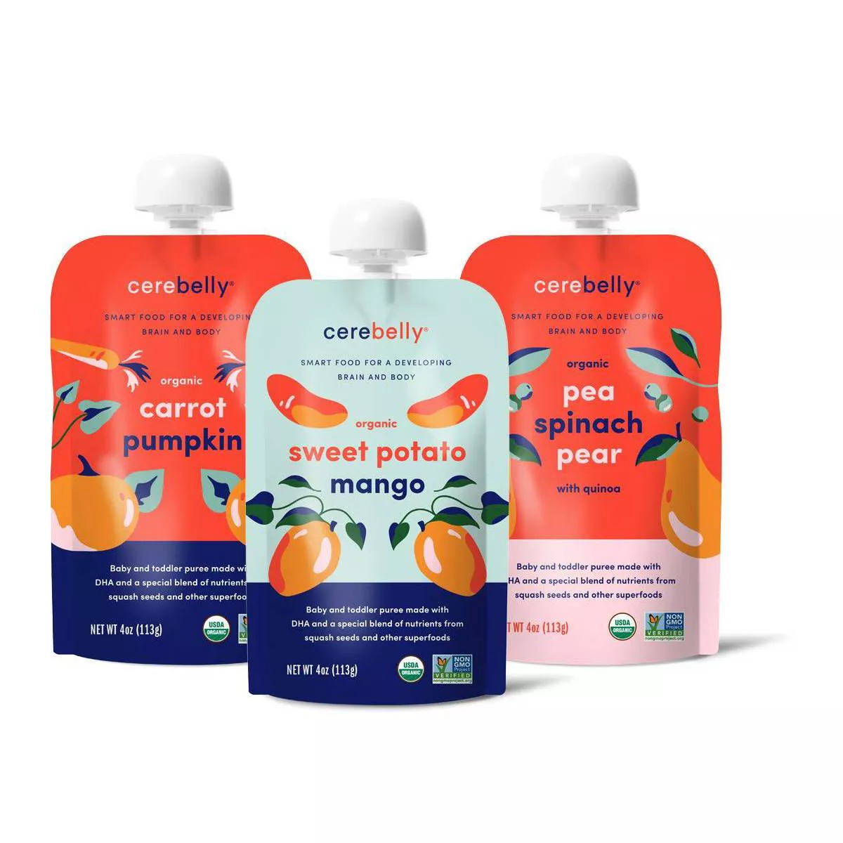 Cerebelly Clean Label Project Purity Award Winning, 5-7 Months Organic Baby Food Variety pk