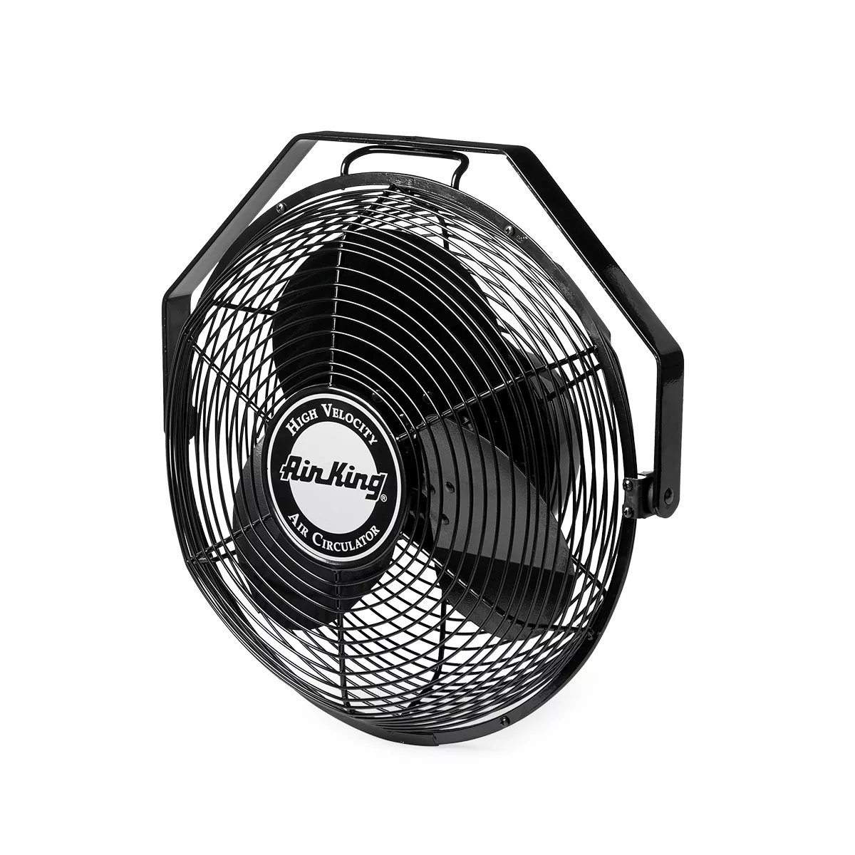 Air King 14 Inch 1/20 Horsepower 3-Speed Indoor/Outdoor Industrial and Commercial Enclosed Pivoting Warehouse Garage Steel Multi-Mount Fan, Black