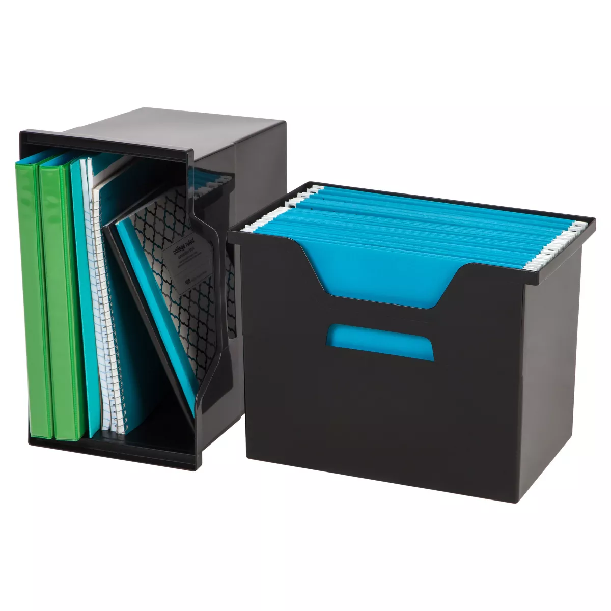 IRIS 4pk Large Desktop File Storage Box Black