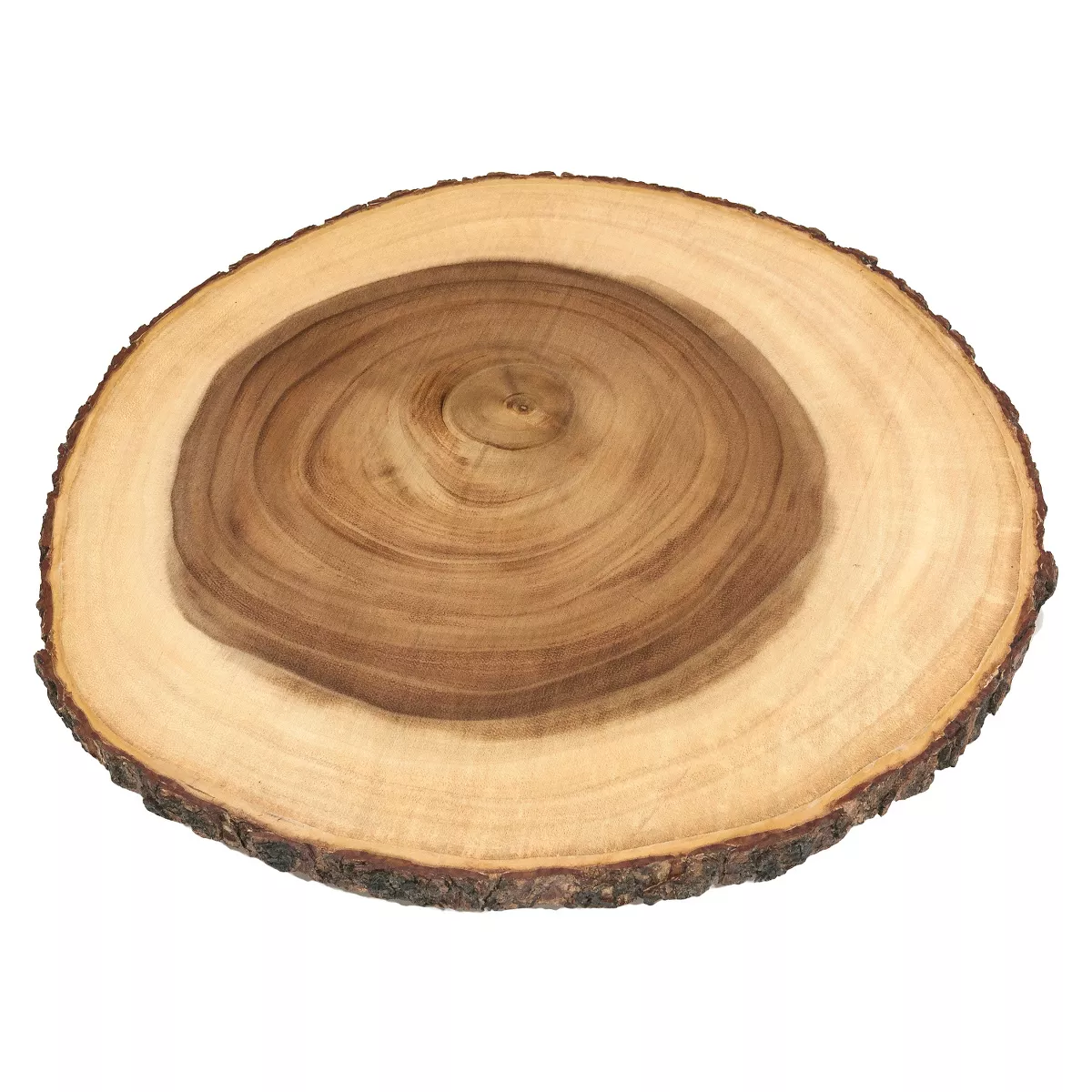 Lipper International Acacia Large Slab Lazy Susan with Bark Rim