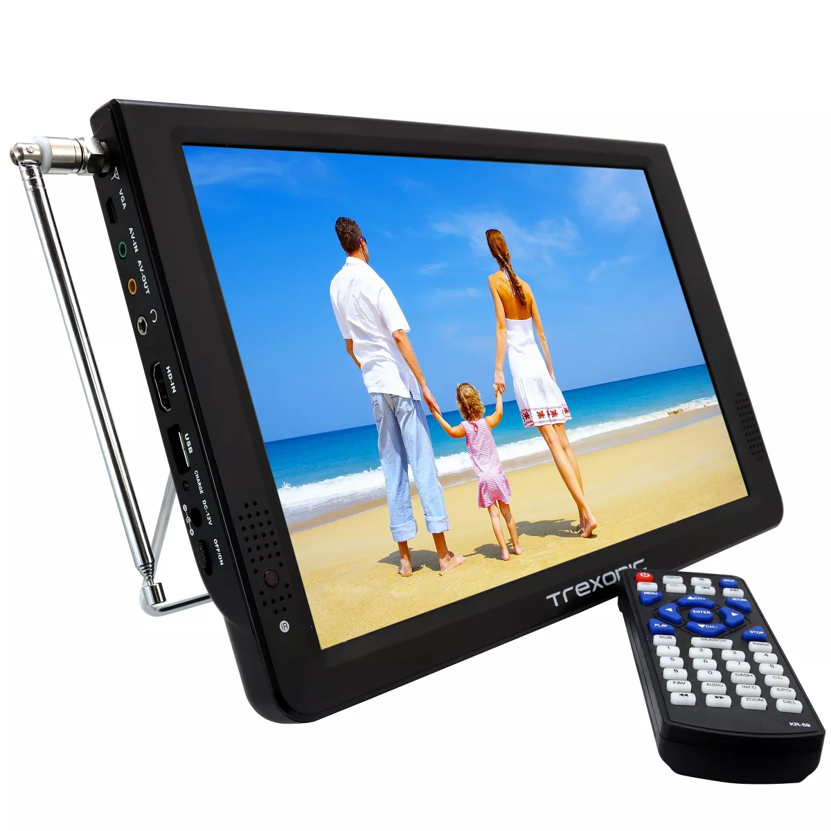 Trexonic Ultra Lightweight Rechargeable Widescreen 12in LED Portable TV