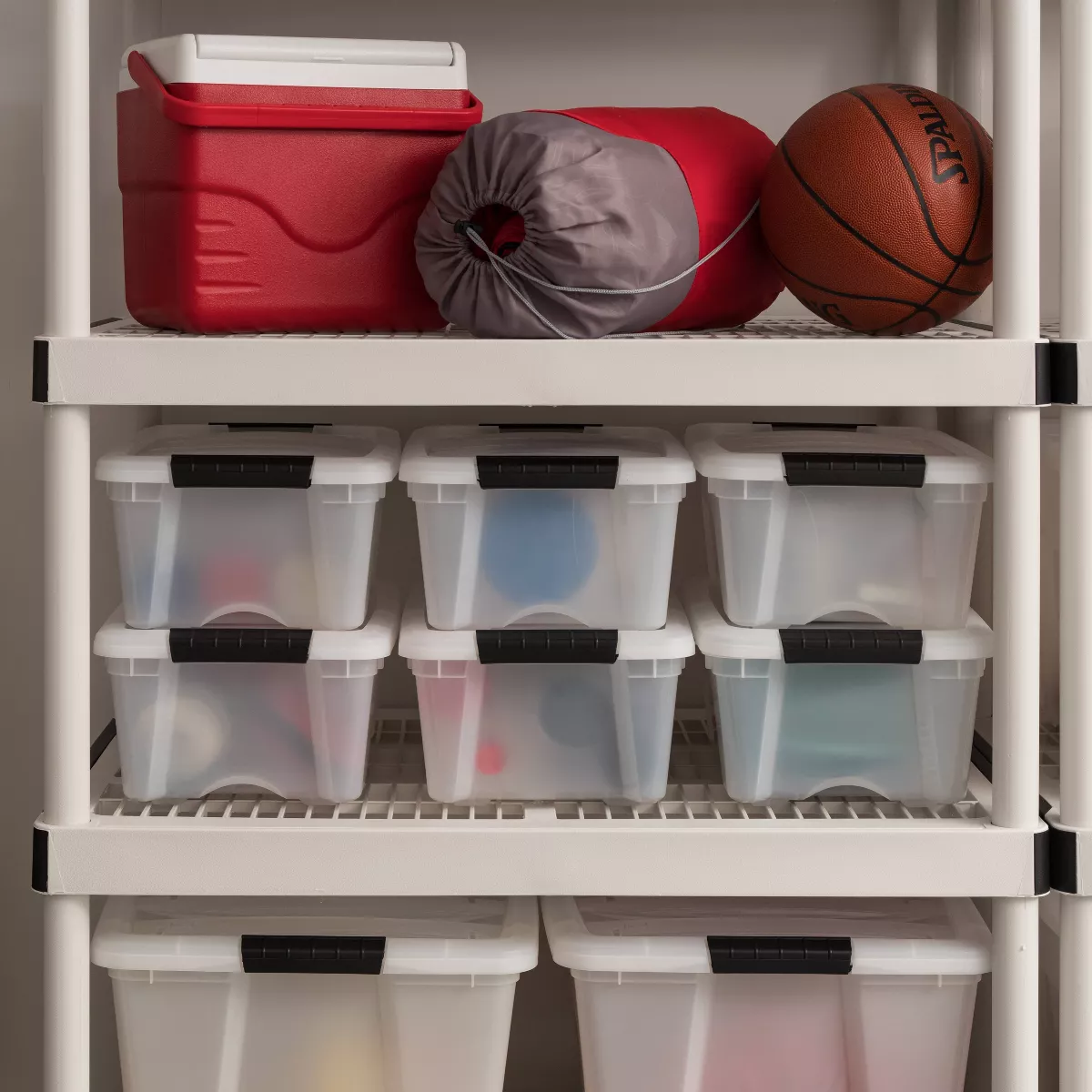 IRIS 8pk 12qt Stack and Pull Storage Bin Latching Pearl