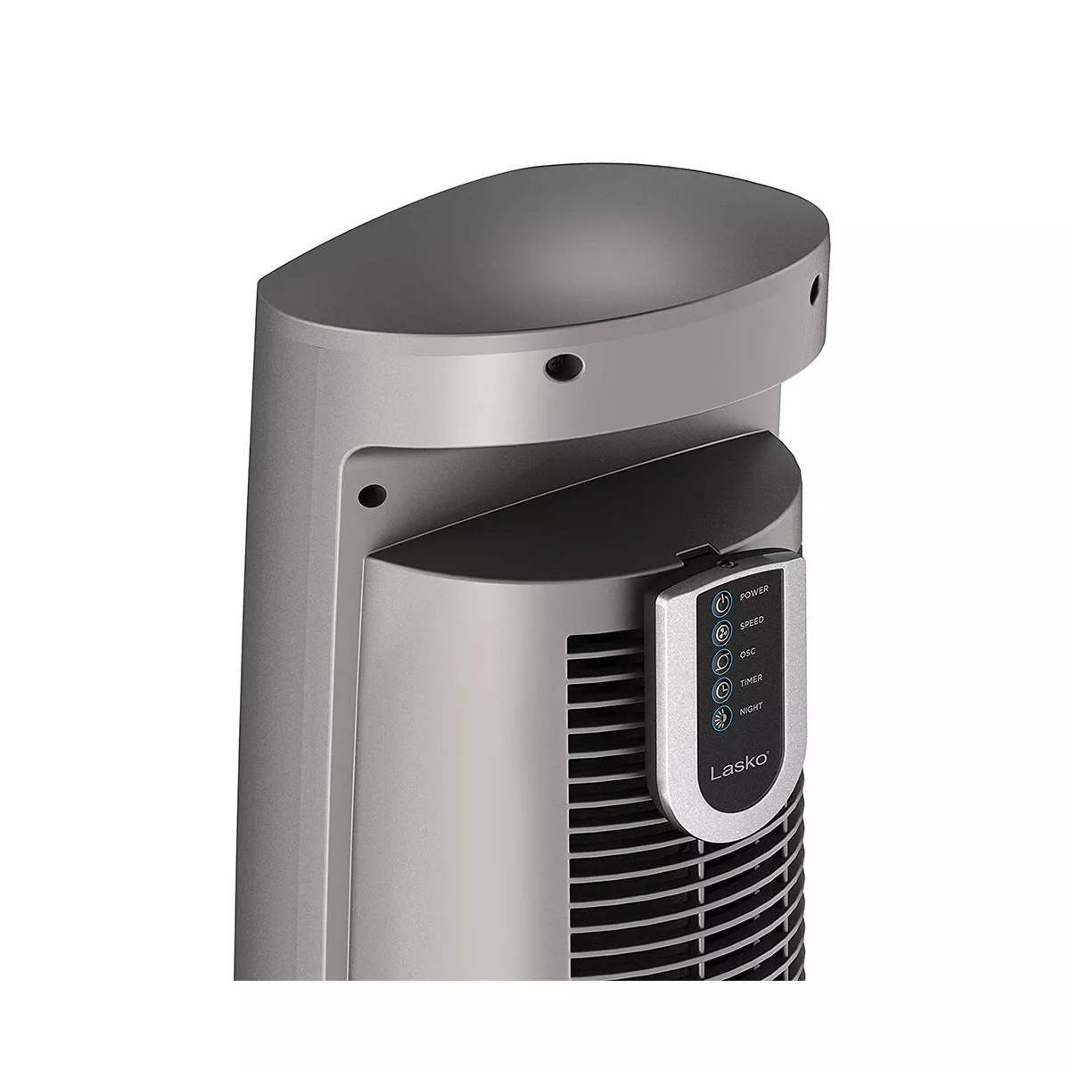 Lasko Wind Curve Portable Electric Nighttime Setting Tower Fan with Remote Control, Silverwood (2 Pack)