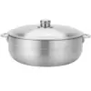 Alpine Cuisine AI-6928-11 11 Quart Aluminum Nonstick Caldero Pot with Aluminum Lid and Carrying Handles for Mouthwatering Apps, Stews, & More, Silver