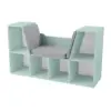 KidKraft Wooden Bookcase Storage Shelving Unit with Comfortable Cushioned Children's Reading Nook and 6 Storage Organizer Cubbies, Mint