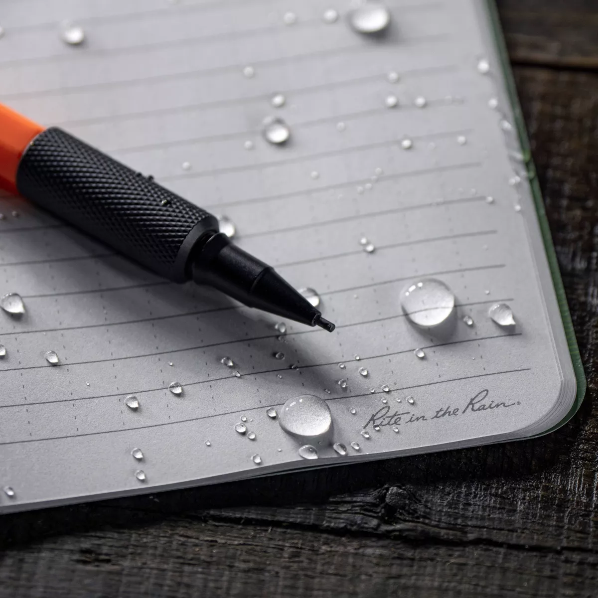 Green Stapled Notebook and Orange Mechanical Pencil Set - Rite in the Rain