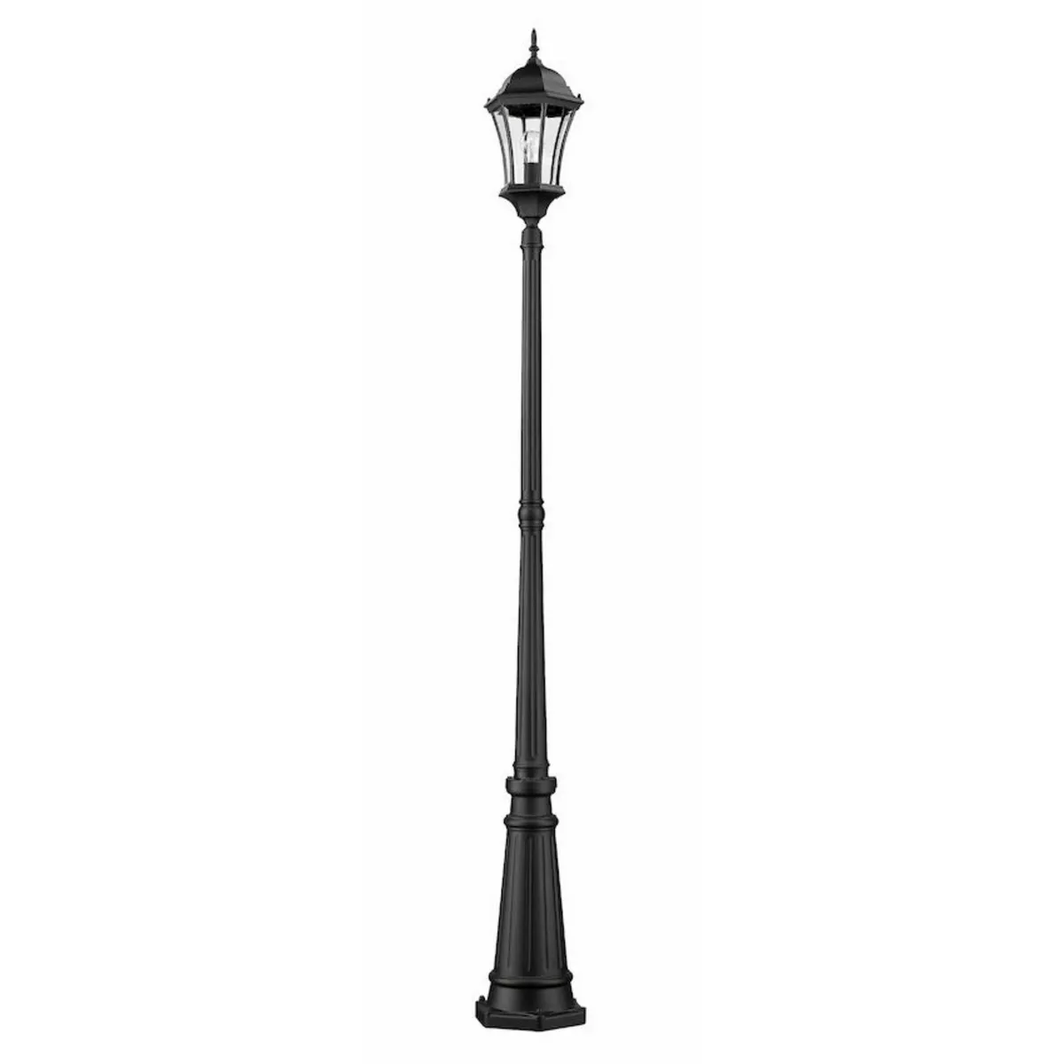 1 Light Classic Outdoor Lamp Post with Beveled Glass Shade Black - Aurora Lighting