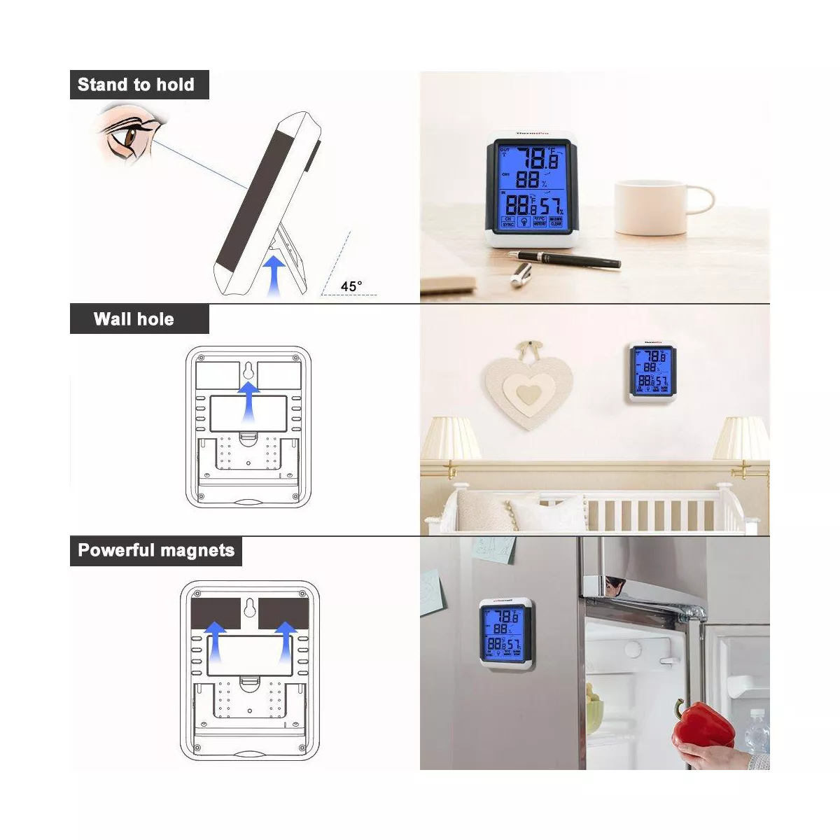ThermoPro TP65 Indoor Outdoor Temperature and Humidity Monitor