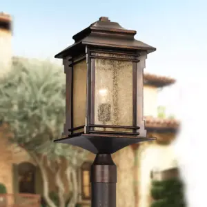 Franklin Iron Works Rustic Outdoor Post Light Walnut Bronze Vintage 21 1/2