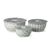 TAG Coastal Stamp Lidded Bowl Set Of 3 Dinnerware Serving Dish