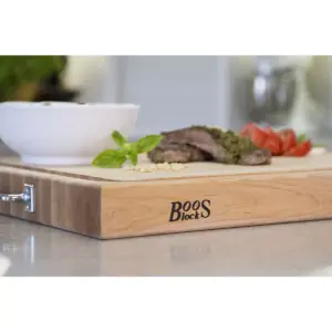 John Boos Block RAFR2418 24 x 18 Inch Edge Grain Maple Wood Reversible Cutting Board with Fluid Channels & Side Handles