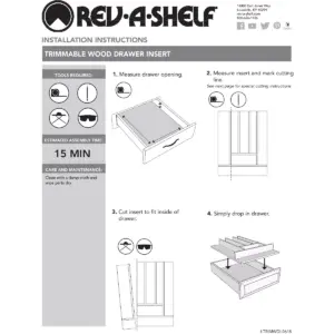 Rev-A-Shelf 4WCT-3SH Short Trim-to-Fit Wooden Cutlery 9 Compartment Tray Insert Utensil Organizer for Kitchen Cabinet Drawers, Natural Maple