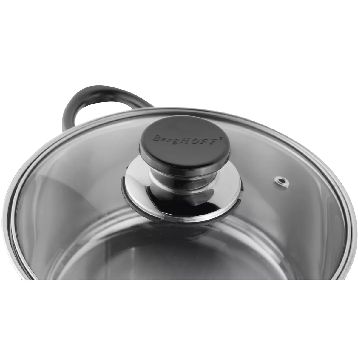 BergHOFF Essentials Gourmet 12Pc 18/10 Stainless Steel Cookware Set, Black Handles