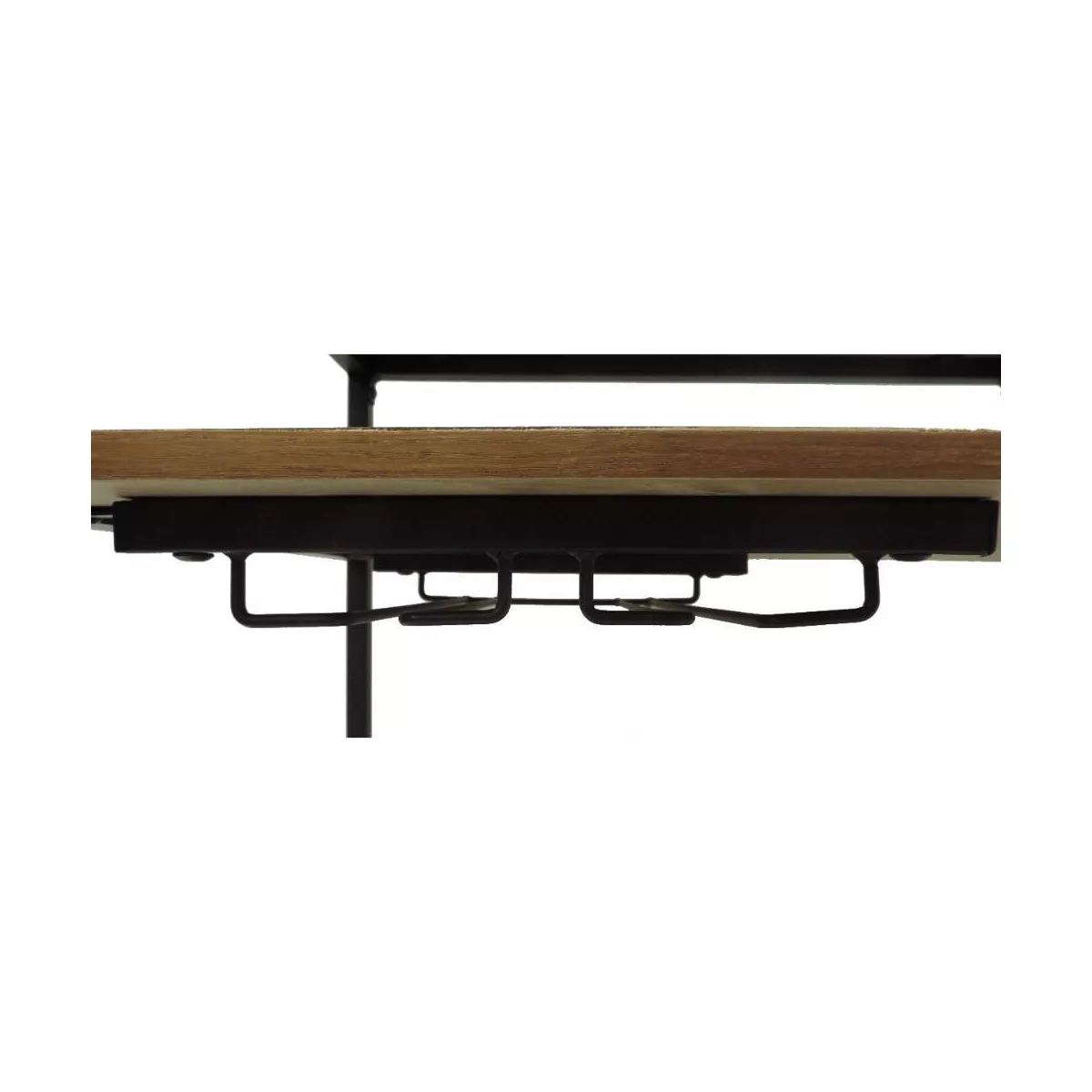 Kitchen Mobile Serving Bar Cart with Shelves and Wine Glass Holder Black/Brown - Benzara