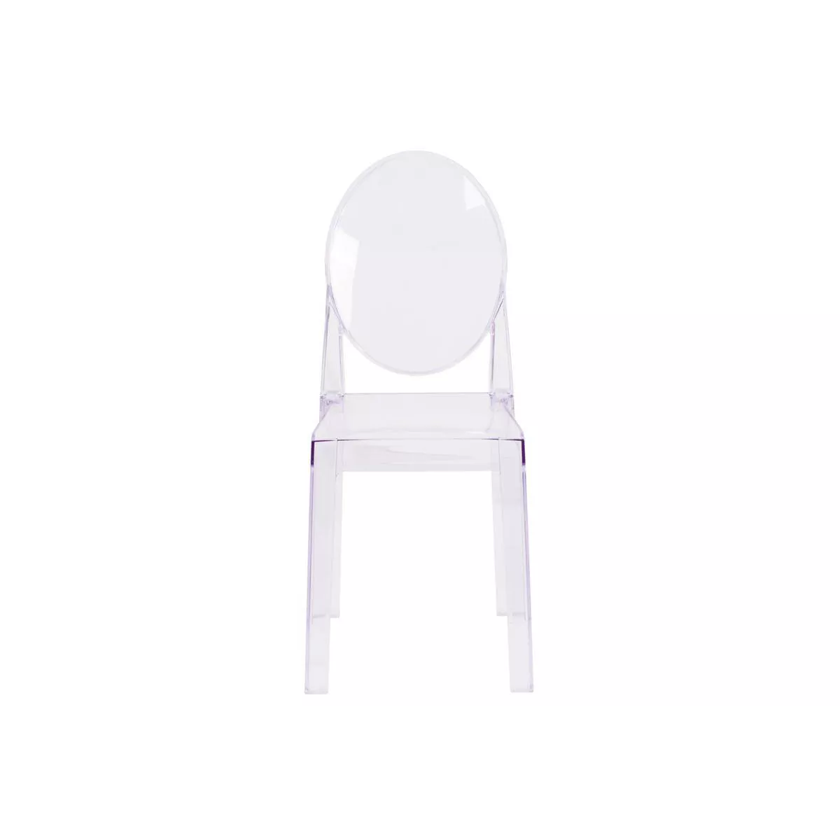 Riverstone Furniture Collection Leather Oval Back Ghost Chair Transparent Crystal