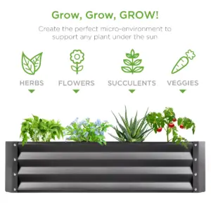 Best Choice Products 6x3x1ft Outdoor Metal Raised Garden Bed for Vegetables, Flowers, Herbs, Plants