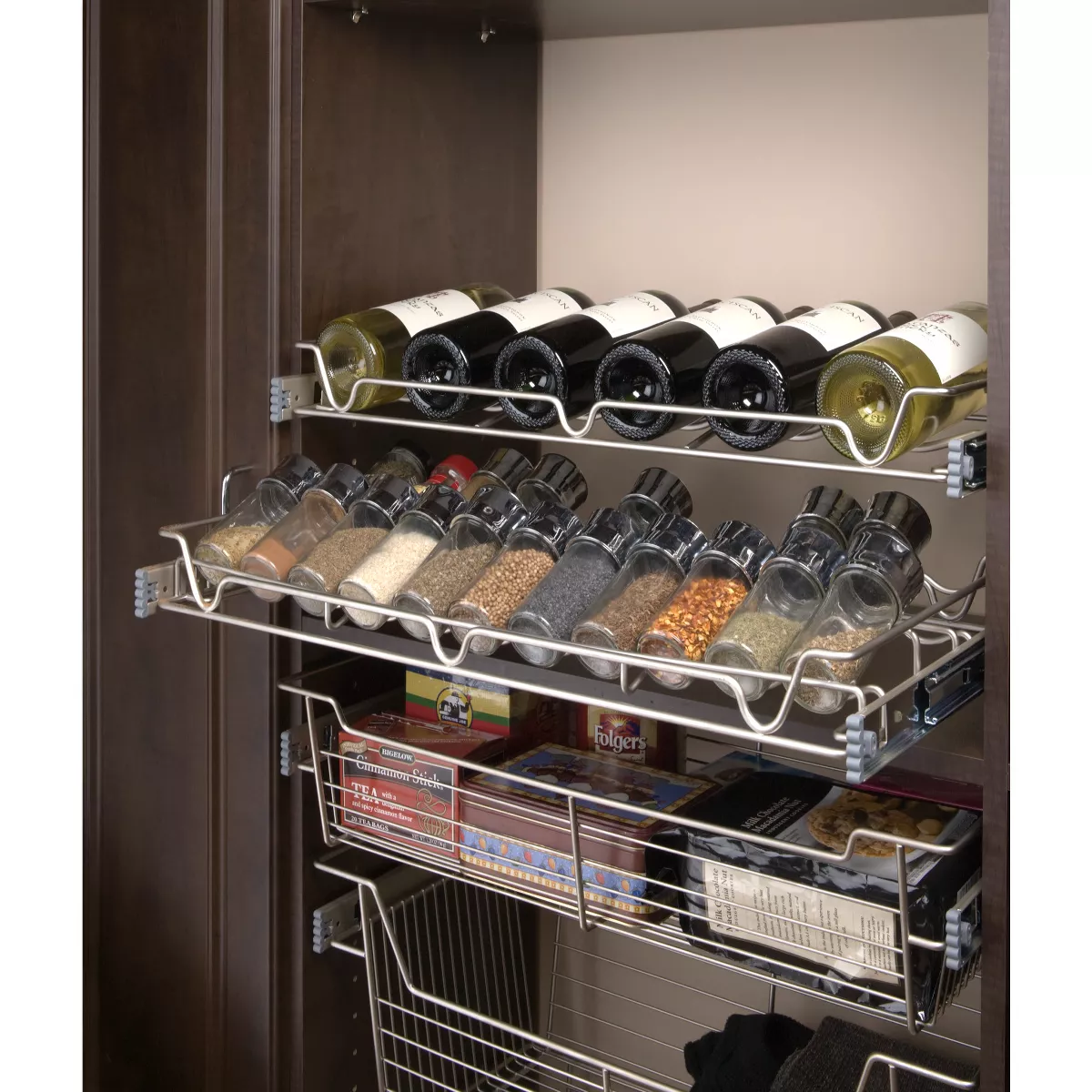 Rev-A-Shelf Sidelines 5WSCR-30CR-1 30 Inch Chrome Wire Pullout Sliding Spice or Can Organizer Rack Shelf for 14 Inch Deep Kitchen Pantry Cabinet