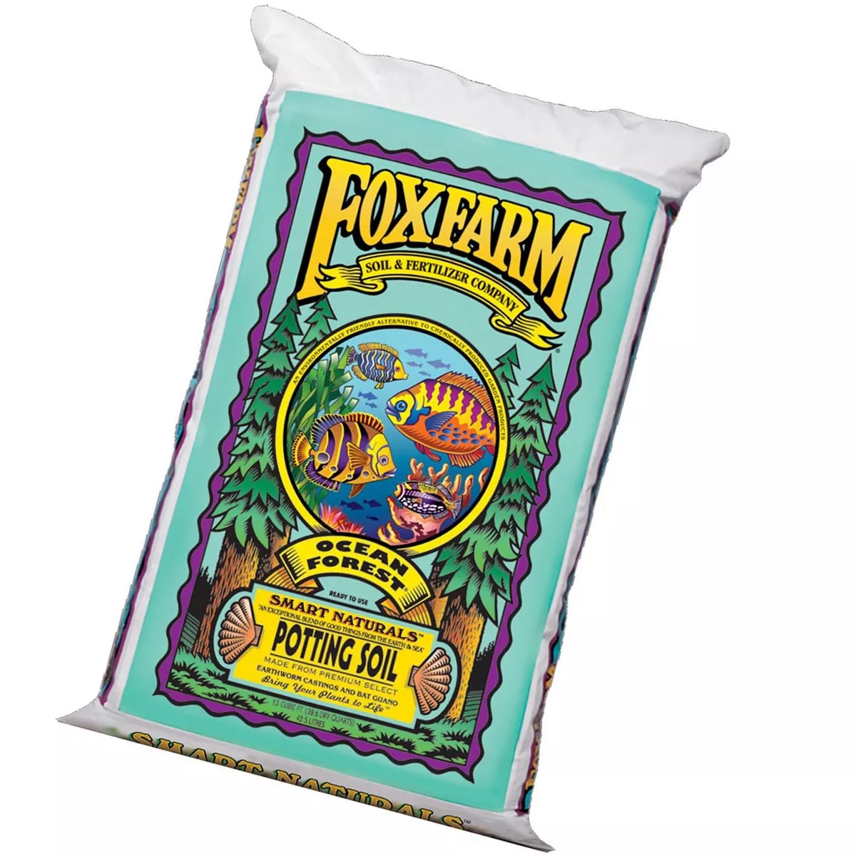 Foxfarm FX14053 Ocean Forest Plant Garden PH Adjusted 12 Quarts Potting Soil Blend Mix for Containerized Plants, 11.9 Pound Bag