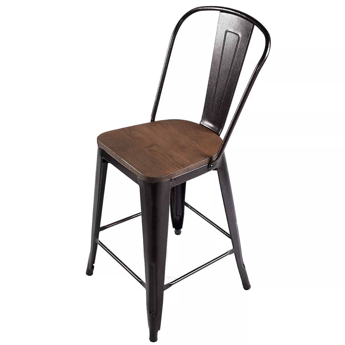 Costway Copper Set of 2 Metal Wood Bar Stool Style Kitchen Dining Chairs 29.5