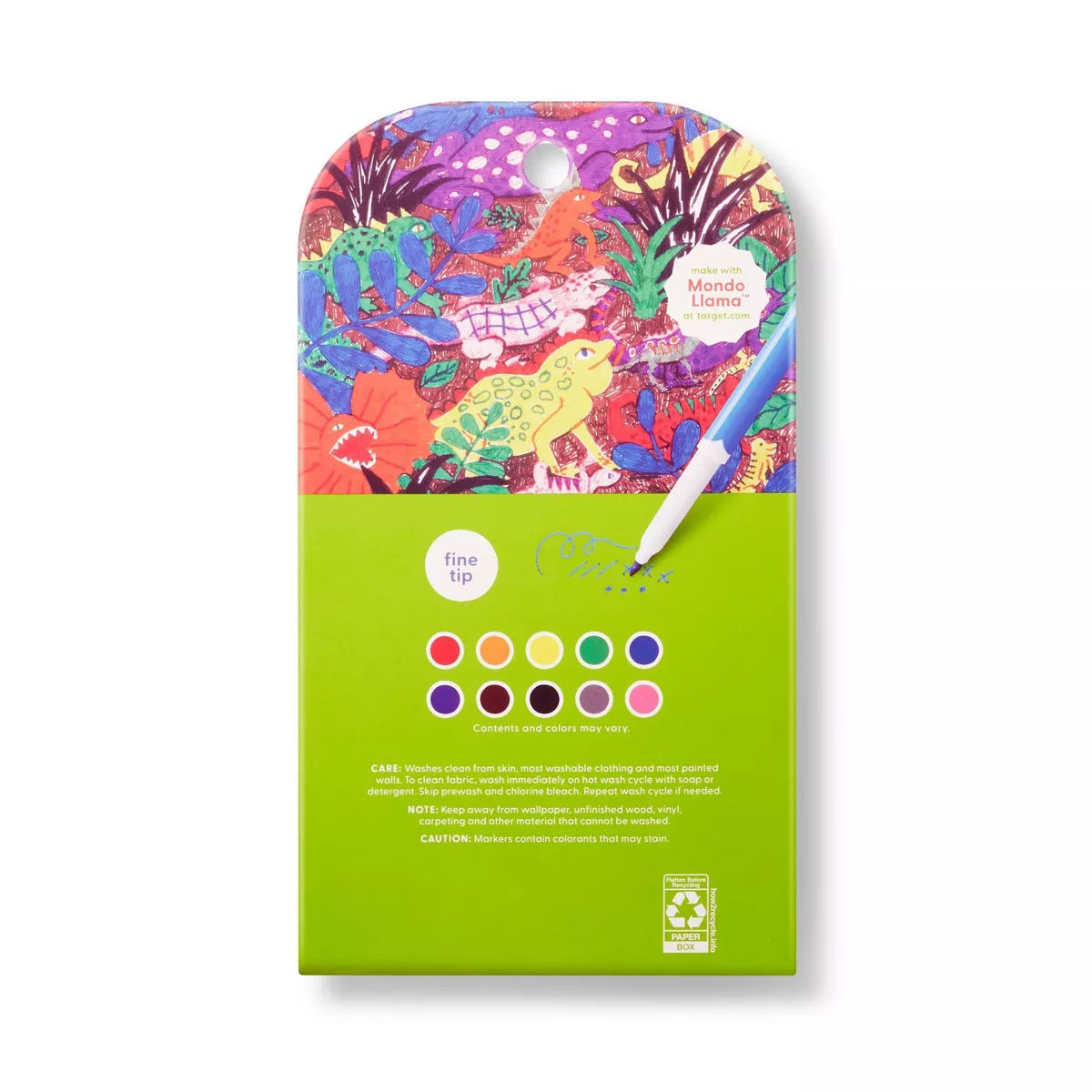 10ct Washable Markers Fine Tip Classic Colors - Mondo Llama™