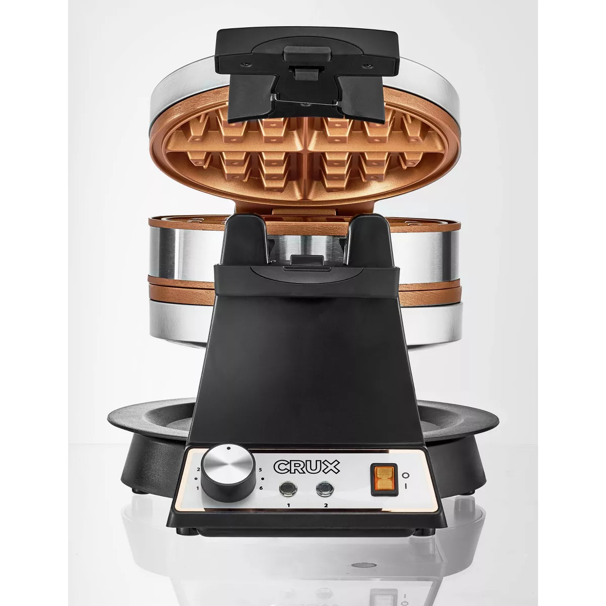 CRUX Double-Rotating Waffle Maker - Silver