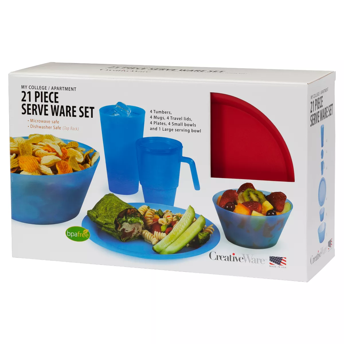 CreativeWare Acrylic 21pc Dinnerware Set Red