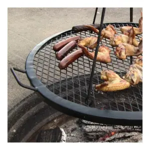 Sunnydaze Outdoor Camping or Backyard Heavy-Duty Steel Round X-Marks Fire Pit Cooking Grilling BBQ Grate - 22