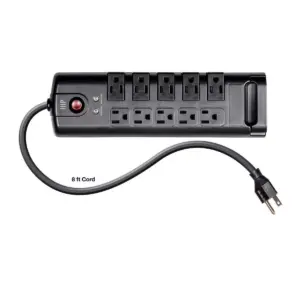 Monoprice 10 Outlet Rotating Surge Protector Power Block / Strip - 8 Feet - Black | 2880 Joules, Heavy Duty Cord