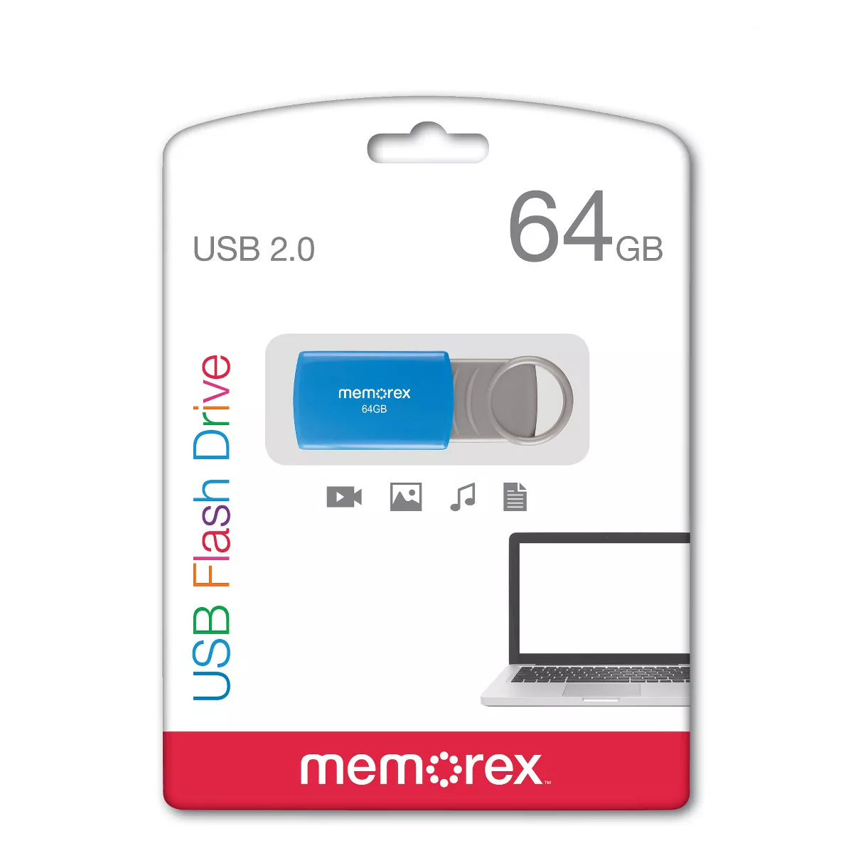 Memorex 64GB Flash Drive USB 2.0 - Blue (32020006421)