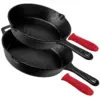 Cuisinel C12608-10 8 Inch and 10 Inch Pre Seasoned Cast Iron Skillet Frying Pan Cookware Set for Indoor and Outdoor Cooking with Handle Covers