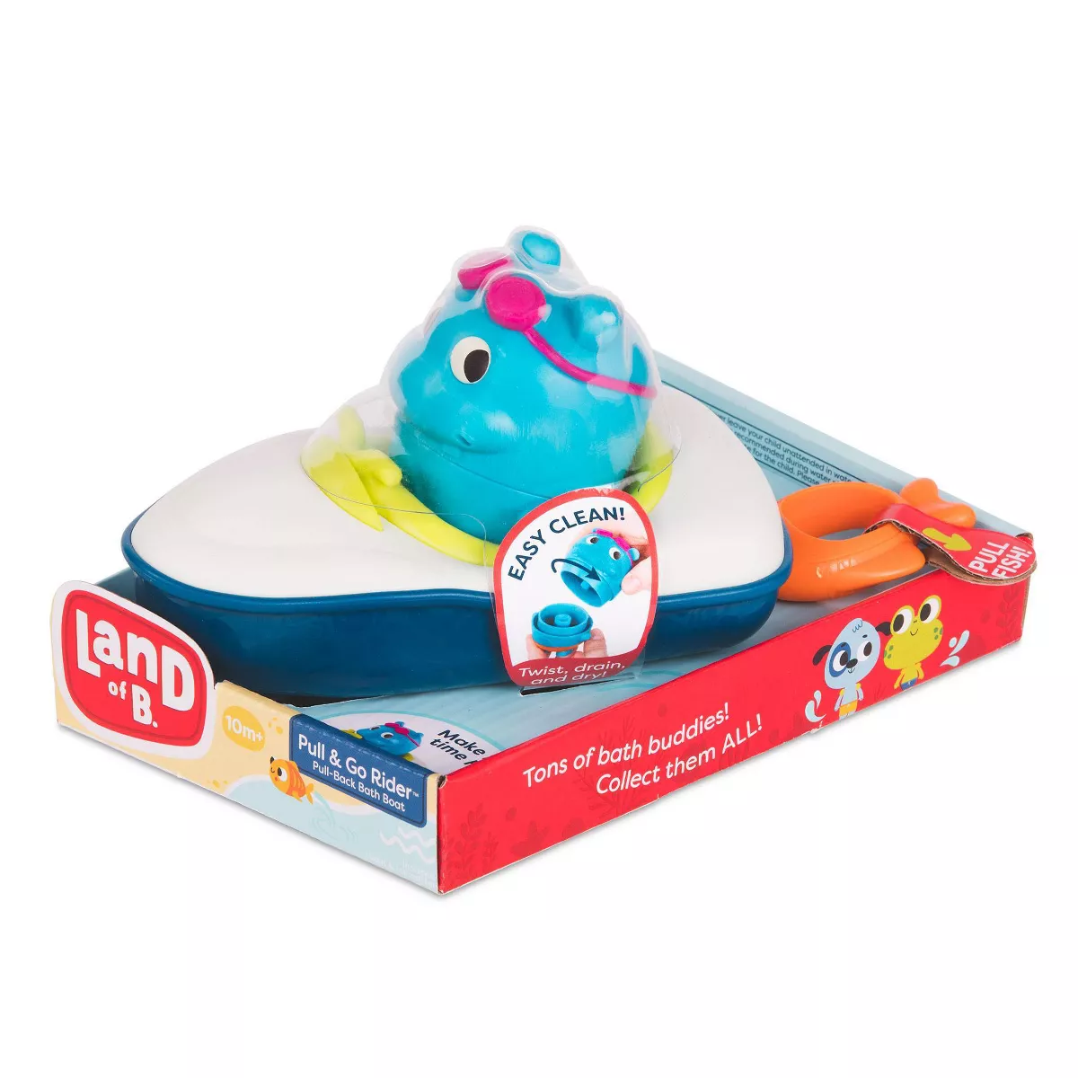 Land of B. Pull-Back Bath Boat & Toy Hippo - Pull & Go Rider