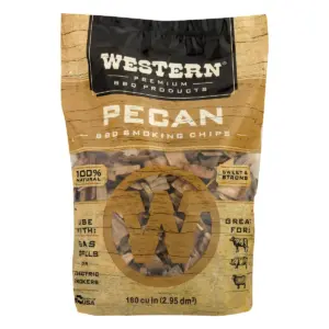 Western BBQ 78076 180 cu in. Premium Pecan Wood BBQ Charcoal Propane Grill/Smoker Cooking Chips (4 Pack)
