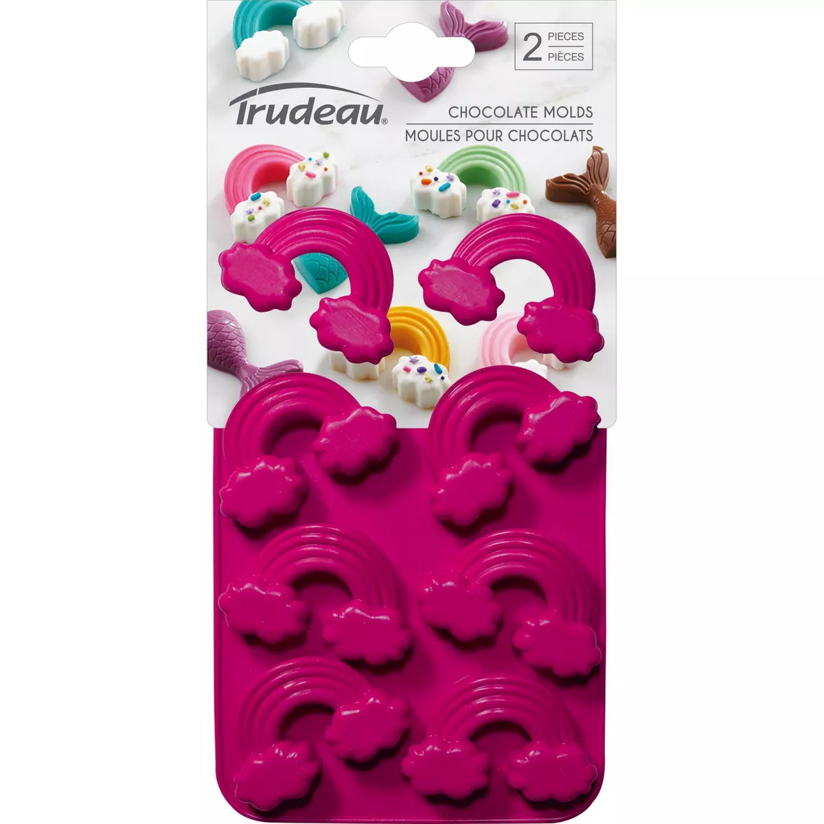 Trudeau 2pk Rainbow Chocolate Molds Fuchsia