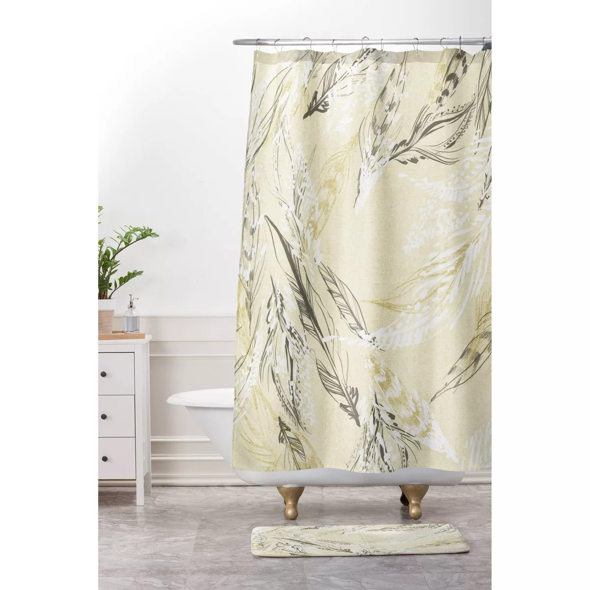 Feather Linen Shower Curtain Buff Beige - Deny Designs