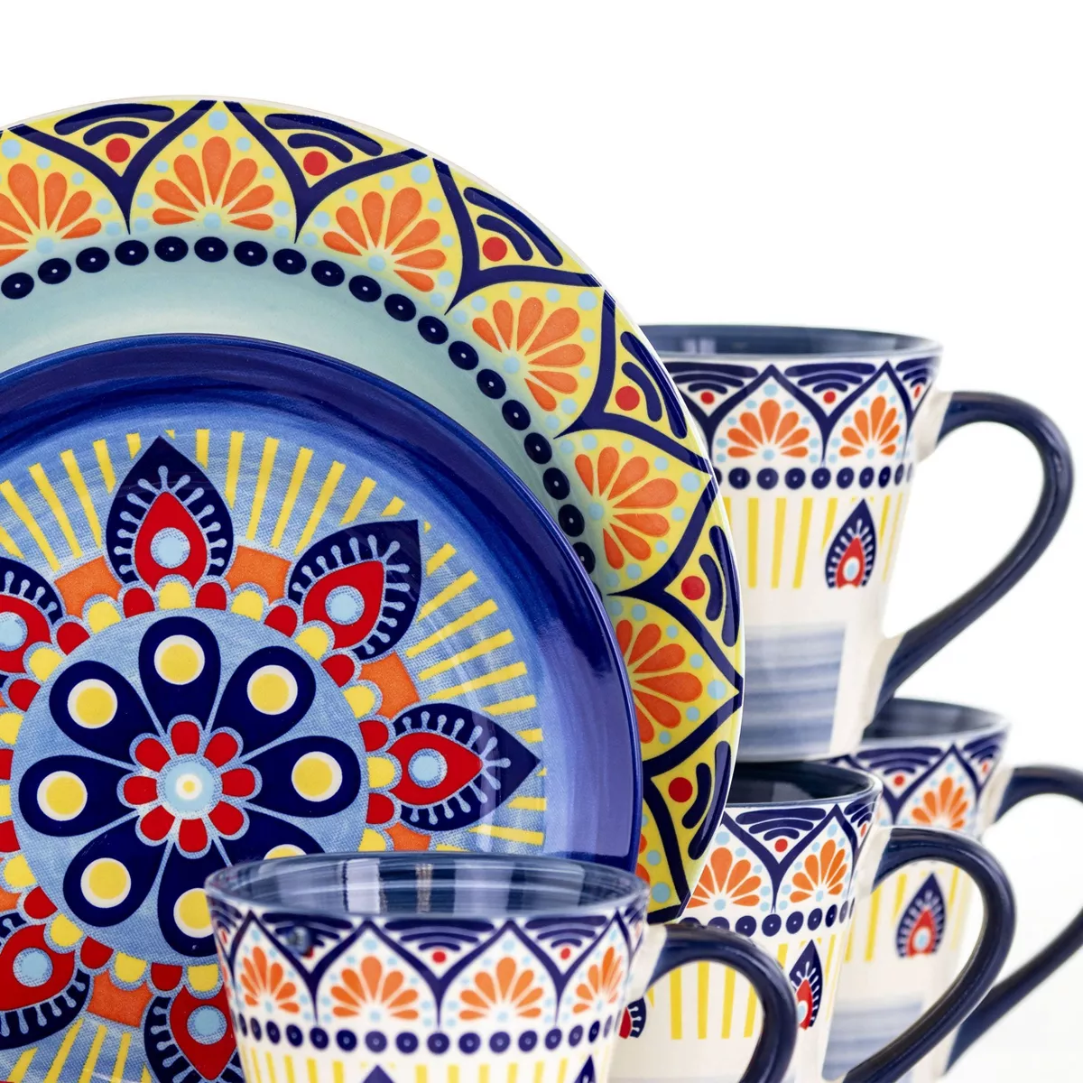 16pc Stoneware Kaleidoscope Dinnerware Set - Elama