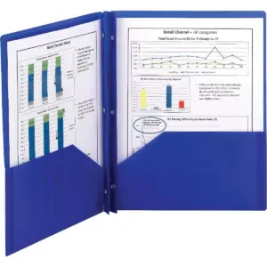 Smead Poly Two-Pocket Folder w/Fasteners 11 x 8 1/2 Blue 25/Box 87726