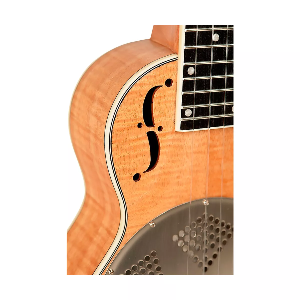 Gold Tone Left-Handed Tenor-Scale Curly Maple Resonator Ukulele with Gig Bag Natural