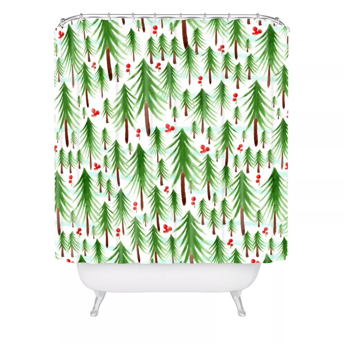 Christmas Tree Farm Shower Curtain Green - Deny Designs