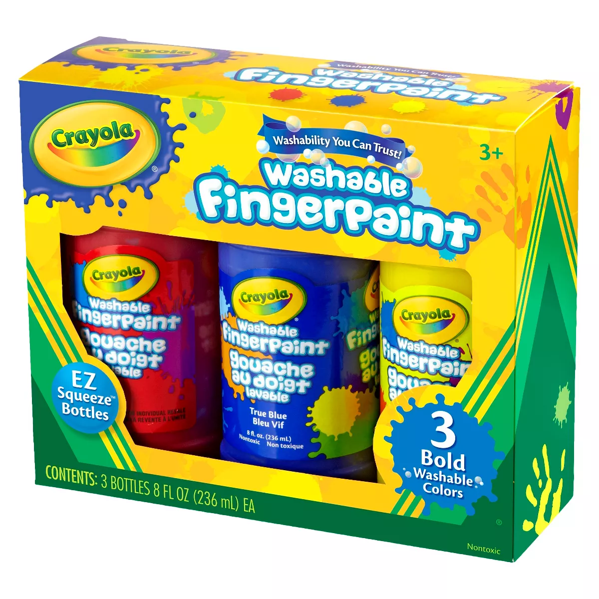 Crayola 3ct 8oz Washable Fingerpaint - Bold Colors