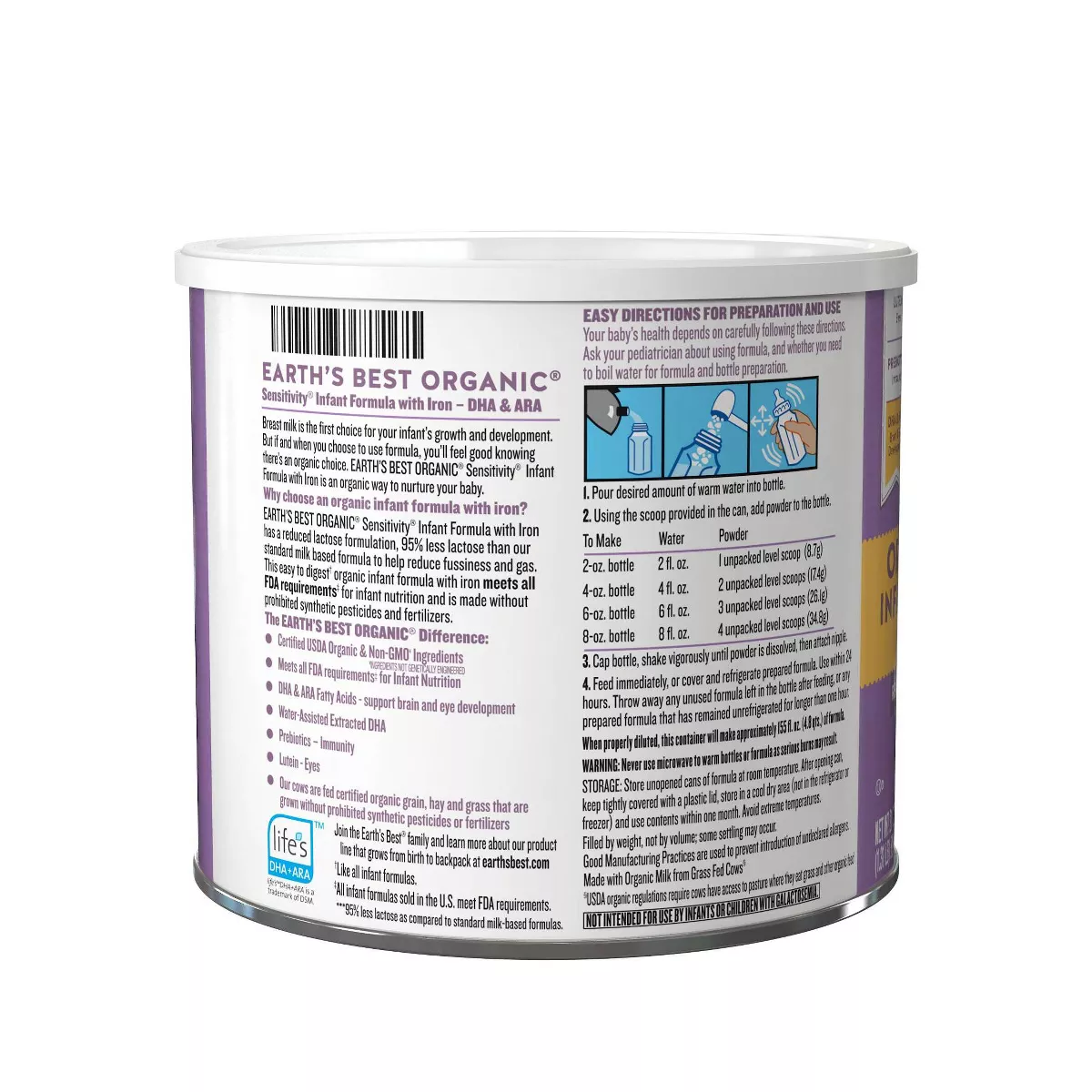 Earth's Best Organic Sensitivity Infant Formula with Iron Powder - 21oz