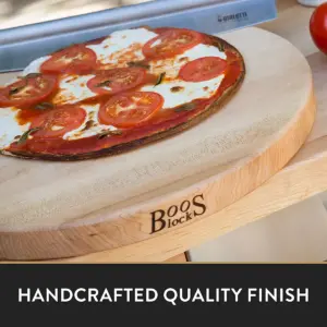 John Boos R18 R Board Wooden 18 Inch Diameter 1.5 Inch Thick Reversible Round Circular Carving Cutting Board, Maple Wood