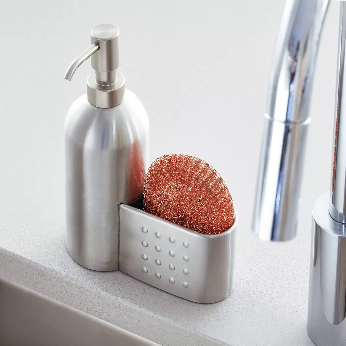 iDESIGN Forma Soap & Scrubby Caddy Silver